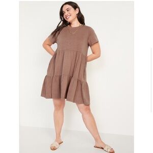 Old Navy Slub-Knit Tiered Mini T-Shirt Dress M